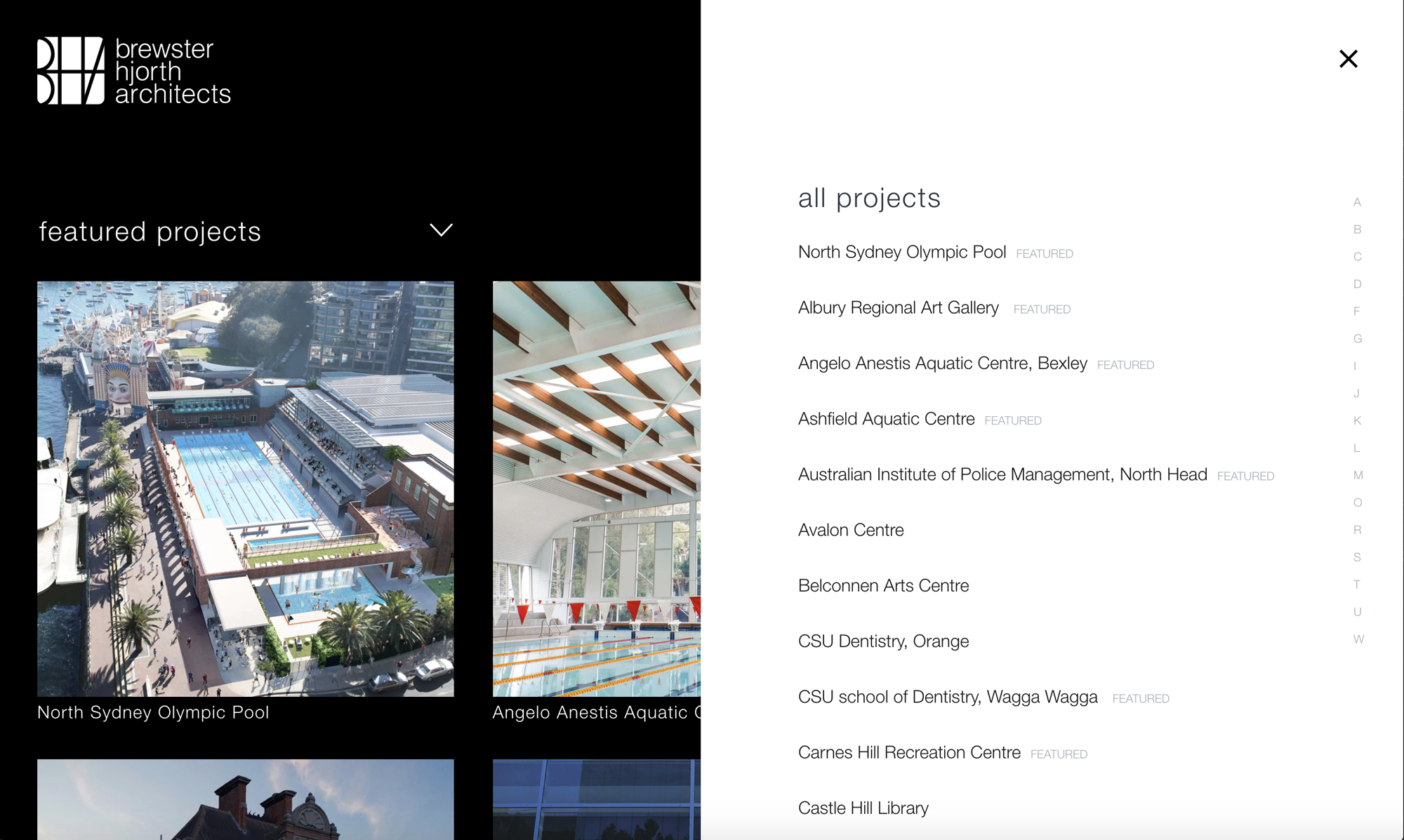 Brewster Hjorth Architects website desktop view