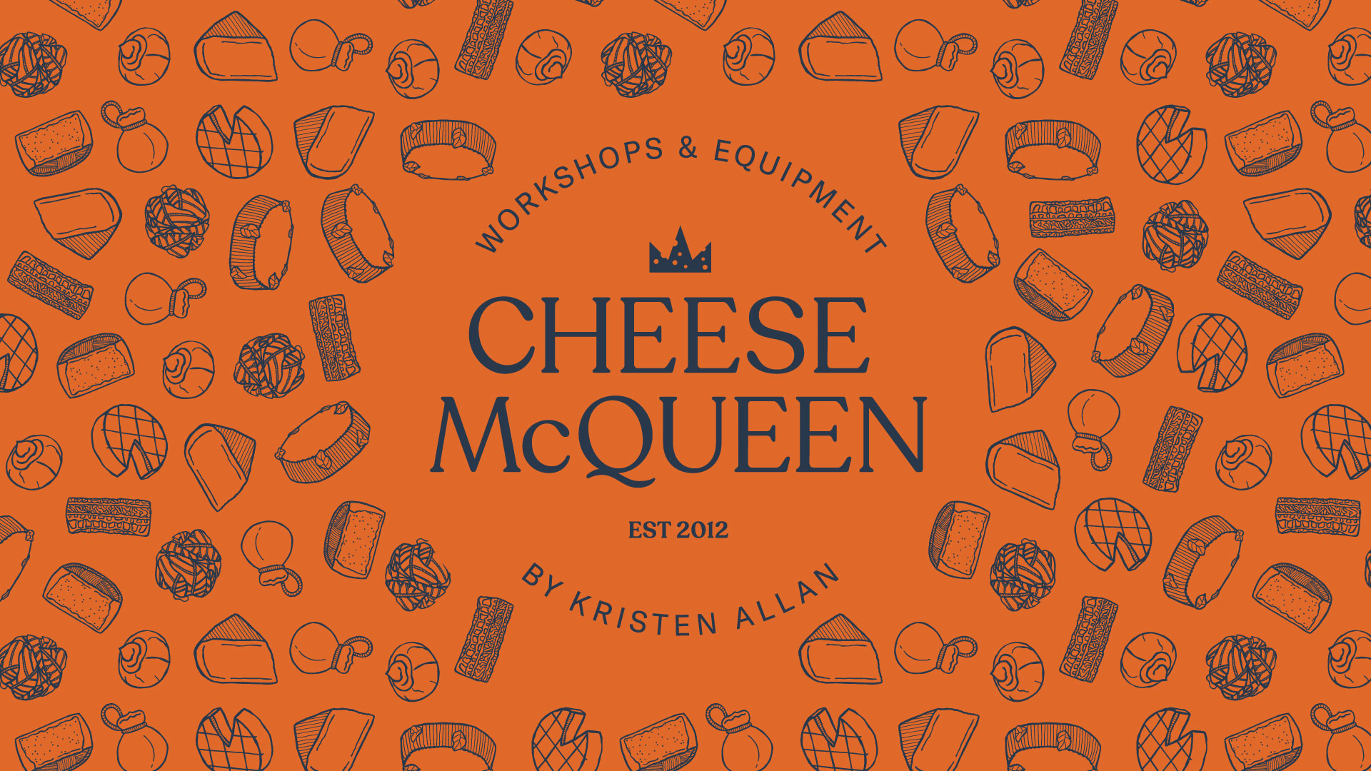 Cheese McQueen logo and patterned illustration